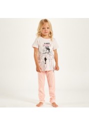 Disney Princess Print Crew Neck T-shirt and Pyjama Set