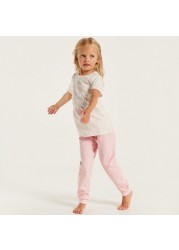 Juniors Printed Crew Neck T-shirt and Pyjama Set