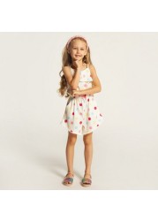 Juniors Polka Print Sleeveless Playsuit with Ruffle Detail