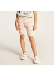 Juniors Striped Mid-Rise Shorts with Elasticated Waistband