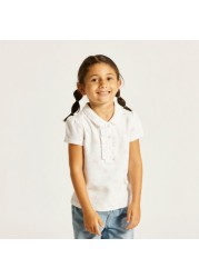 Juniors Polka Dot Polo T-shirt with Short Sleeves