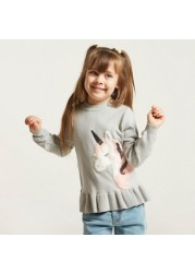 Juniors Unicorn Embellished Sweater with Long Sleeves