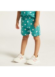 Juniors Polka Dots Print Shorts with Drawstring Closure