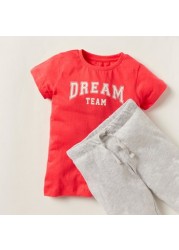 Juniors Printed Crew Neck T-shirt and Shorts Set