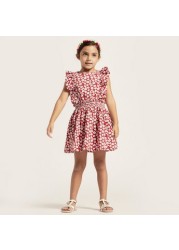 Lee Cooper All-Over Floral Print Dress with Cap Sleeves