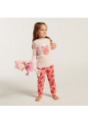 Juniors Graphic Print T-shirt and All-Over Printed Pyjamas Set