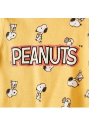 Peanut Print Crew Neck T-shirt with Short Sleeves