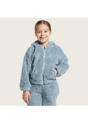 Juniors Textured Hooded Sweatshirt and Jog Pants Set