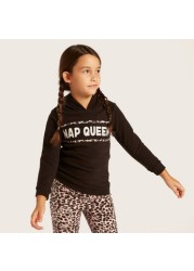 Juniors Hooded T-shirt and Full Length Printed Pyjama Set