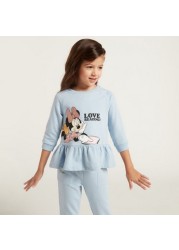 Minnie Mouse Print Peplum Top and Jogger Set