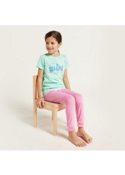 Juniors Graphic Print T-shirt and Solid Pyjamas Set