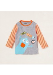 Juniors Printed Long Sleeves T-shirt and Full Length Pyjama Set