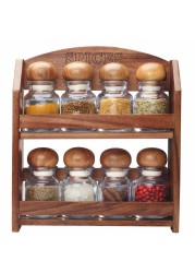 Billi Wooden Spice Rack W/ 8 Bottles