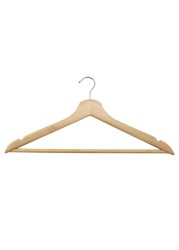 Wooden Flat Hanger W/ Round Bar (44.5 cm, 5 pcs)