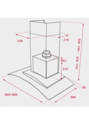 Teka Wall Mounted Chimney Hood, NC 680 (62.5-95.5 x 60 x 50 cm)