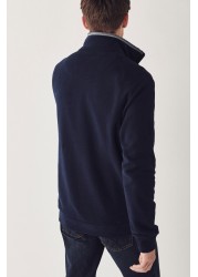 Crew Clothing Company Blue Classic 1/2 Zip Sweater