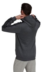 adidias Fleece 3 Stripe Zip Through Hoodie