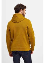 Tog24 Yellow Mosby Mens Knitlook Fleece Hoodie