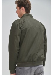 Shower Resistant Harrington Jacket With Check Lining