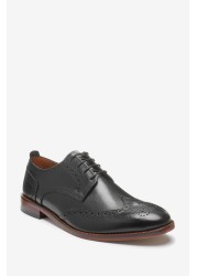 Mens Contrast Sole Leather Brogues Wide Fit