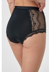 Microfibre And Lace Knickers High Rise