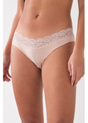 Lace Trim Cotton Blend Knickers 4 Pack High Leg