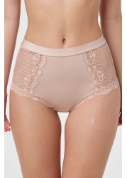 Microfibre And Lace Knickers High Rise