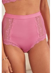 Microfibre And Lace Knickers High Rise