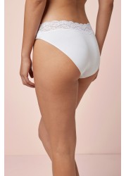 Lace Trim Cotton Blend Knickers 4 Pack High Leg