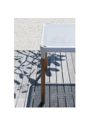 AT800 Aluminum Top & Teak Wood Legs Square Table Maiori (100 x 100 x 76 cm, White)