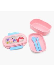 OOPS Ladybug Print Lunch Box with Lid and Cutlery Set