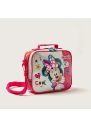 Disney Minnie Mouse Glitter Print Lunch Bag with Zip Closure