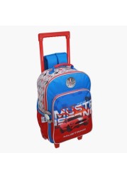 Mustang Printed Trolley Backpack - 14 inches