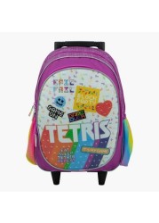 Tetris Print Trolley Backpack - 16 inches