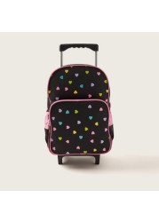 Maricart Heart Print Trolley Backpack with Lunch Bag and Pencil Case