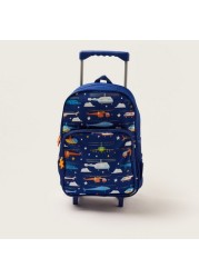 Maricart Helicopter Print Trolley Backpack with Lunch Bag and Pencil Pouch