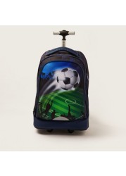 Juniors Football Print Trolley Backpack with Lunch Bag and Pencil Pouch - 20 inches