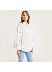 Love Mum Solid Maternity Top with Long Sleeves