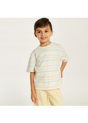 Striped Crew Neck T-shirt with Short Sleeves