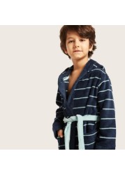 Juniors Striped Bath Robe with Long Sleeves and Pockets