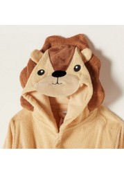 Juniors Lion Applique Long Sleeves Robe with Hood and Tie-Up Belt