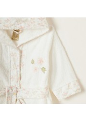 Giggles Floral Embroidered Hooded Bath Robe with Belt Tie-Ups