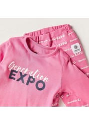 Expo 2020 Printed Crew Neck T-shirt and Pyjama Set