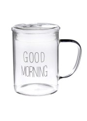 Neoflam Borosilicate Glass Double Wall Mug W/Lid (450 ml, 2 Pc.)