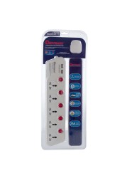 Oshtraco 5-Way Extension Cord W/ 4 USB Ports (2 m)