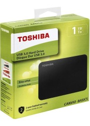 Toshiba 1TB Canvio Basics 2.5&quot; USB 3.0 Portable External Hard Drive, Black - HDTB410EK3AA