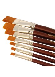 Sapri Series 67 Synthetic Gold Flat Paint Brush Set (7 Pc.)