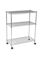 Mobile 3-Shelf Storage Unit (76 x 35.5 x 91 cm, Chrome)