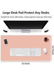 Nusense Large Desk Pad, Non-Slip PU Leather Desk Mouse Pad Waterproof Desk Pad Protector, Dual-Side Use Desk Writing Mat for Office Home, 80cm x 40cm (Pink&amp;White)