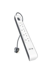 Belkin 4-Outlet Surge Protection Strip with USB & Power Cord (2 m)